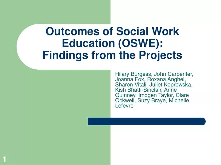 outcomes of social work education oswe findings from the projects