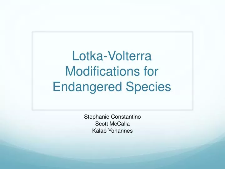 lotka volterra modifications for endangered species