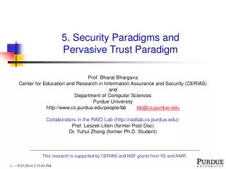 5. Security Paradigms and Pervasive Trust Paradigm
