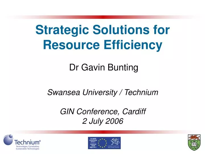 strategic solutions for resource efficiency dr gavin bunting