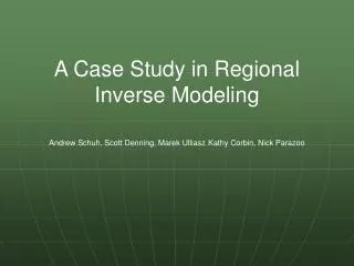 A Case Study in Regional Inverse Modeling