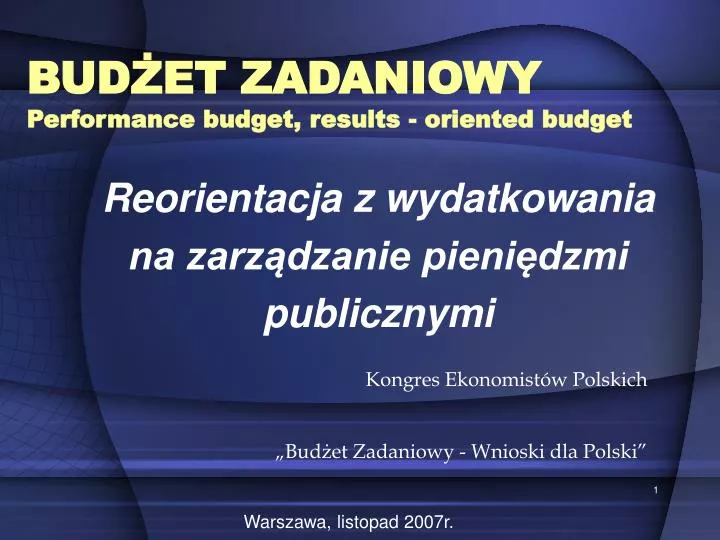 bud et zadaniowy performance budget results oriented budget