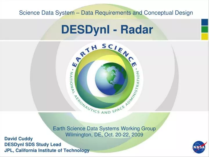 science data system data requirements and conceptual design desdyni radar