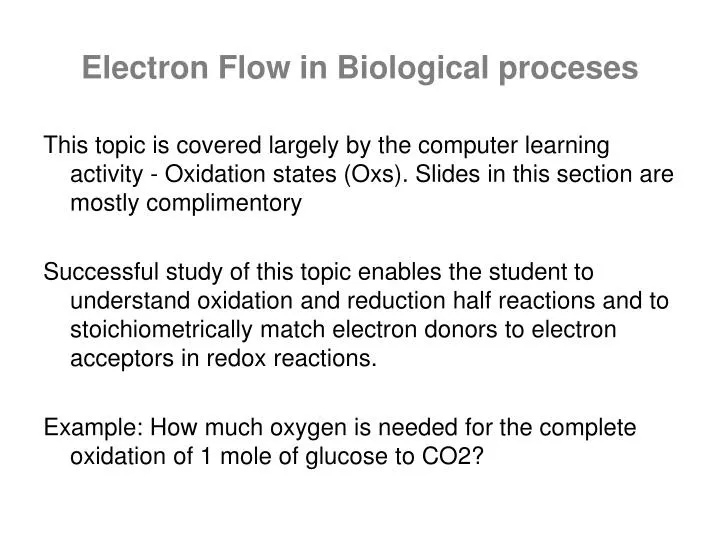 electron flow in biological proceses