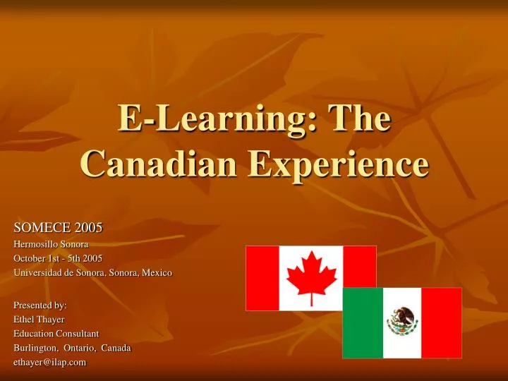 e learning the canadian experience