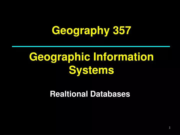 geography 357 geographic information systems