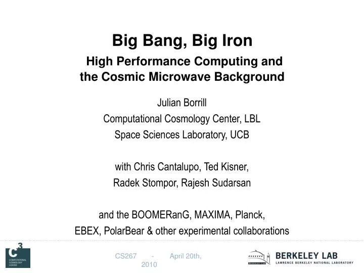 big bang big iron high performance computing and the cosmic microwave background