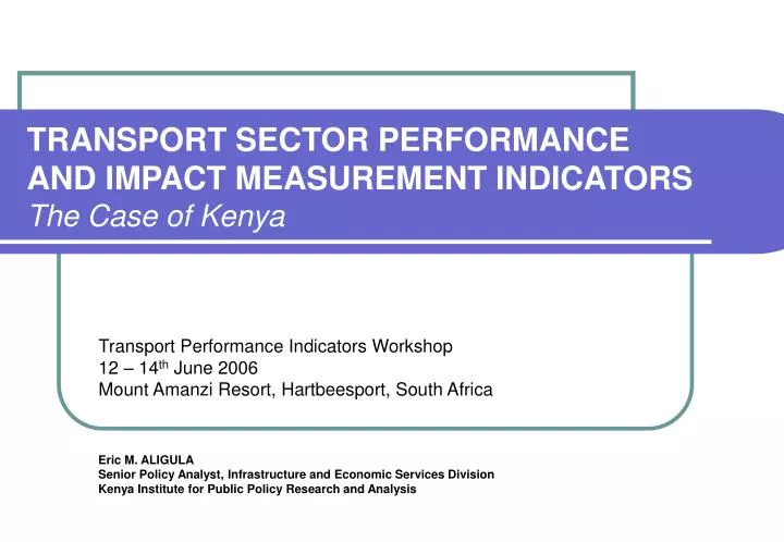 transport sector performance and impact measurement indicators the case of kenya