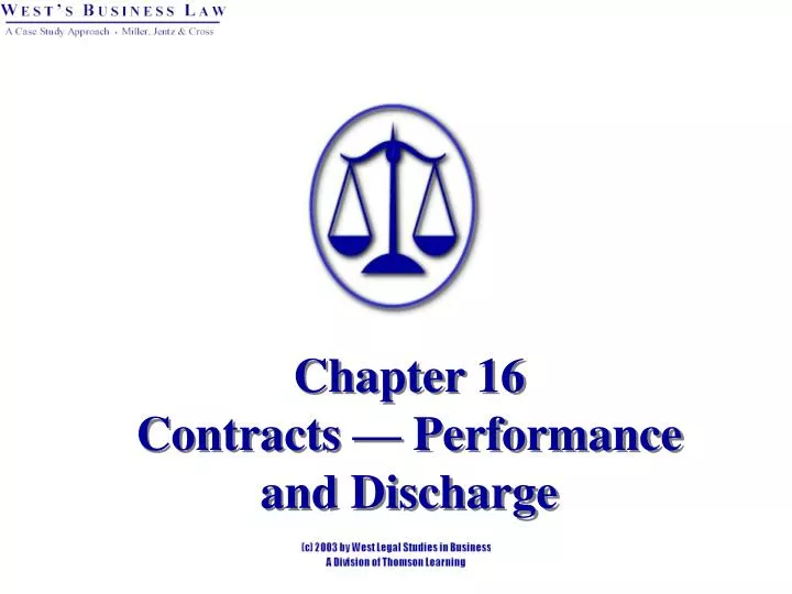 chapter 16 contracts performance and discharge