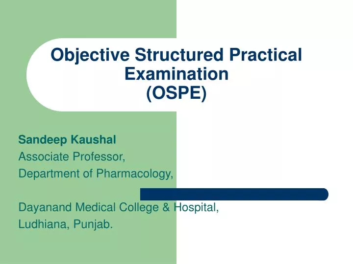 objective structured practical examination ospe