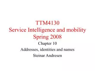 TTM4130 Service Intelligence and mobility Spring 2008