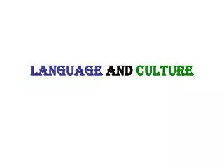 Language and Culture