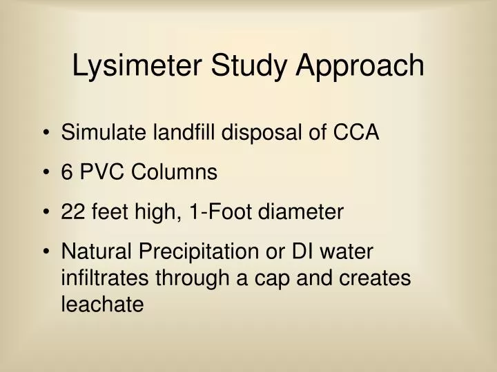 lysimeter study approach
