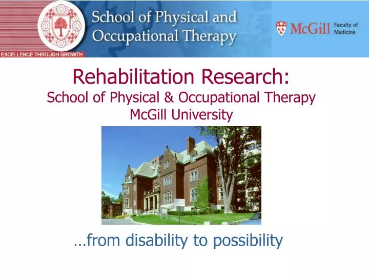 rehabilitation research school of physical occupational therapy mcgill university