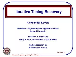 Iterative Timing Recovery