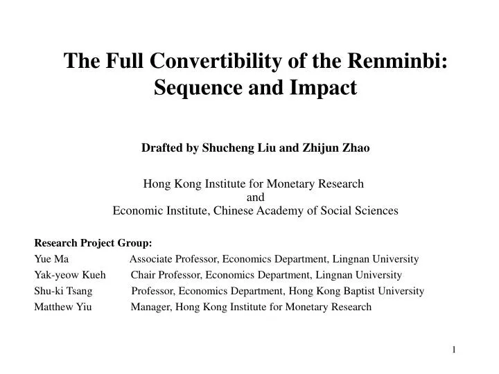 the full convertibility of the renminbi sequence and impact
