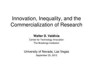 Innovation, Inequality, and the Commercialization of Research