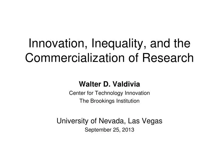 innovation inequality and the commercialization of research