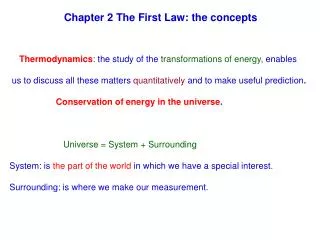 Chapter 2 The First Law: the concepts