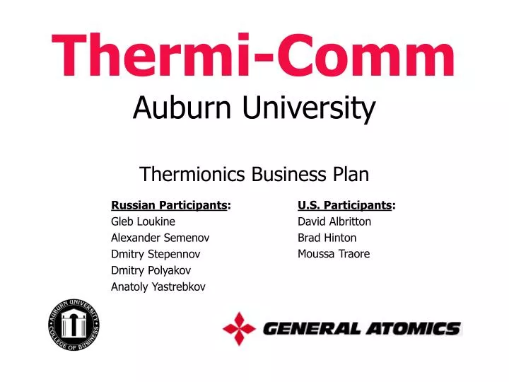 thermi comm auburn university thermionics business plan