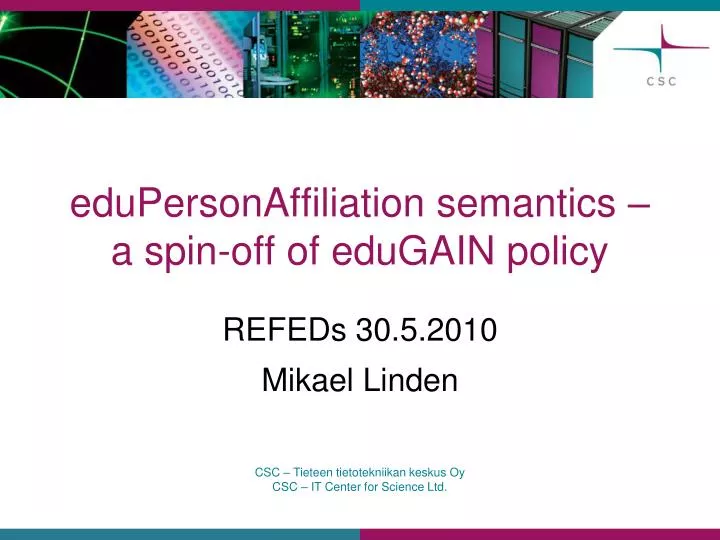 edupersonaffiliation semantics a spin off of edugain policy