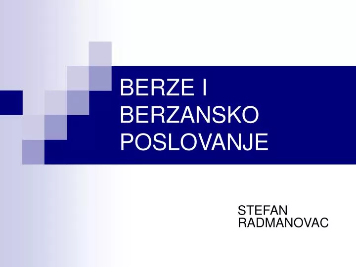 berze i berzansko poslovanje