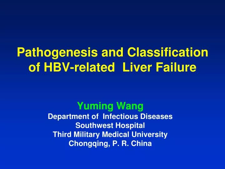 pathogenesis and classification of hbv related liver failure
