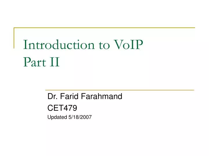 introduction to voip part ii