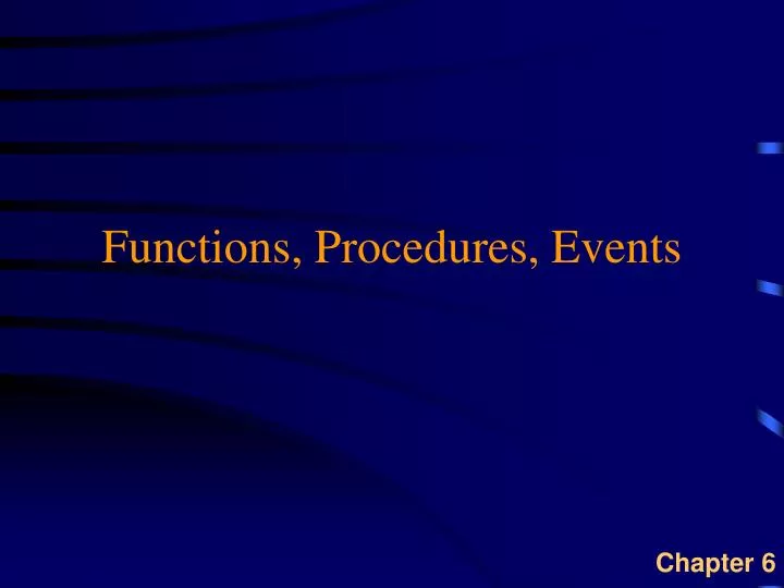 functions procedures events