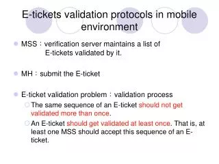 e tickets validation protocols in mobile environment