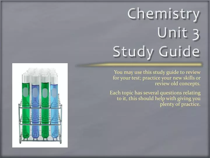 chemistry unit 3 study guide