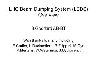 LHC Beam Dumping System (LBDS) Overview