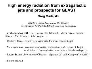 High energy radiation from extragalactic jets and prospects for GLAST