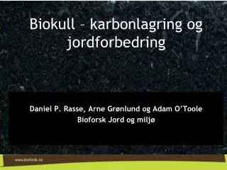 biokull karbonlagring og jordforbedring
