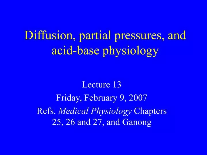 diffusion partial pressures and acid base physiology