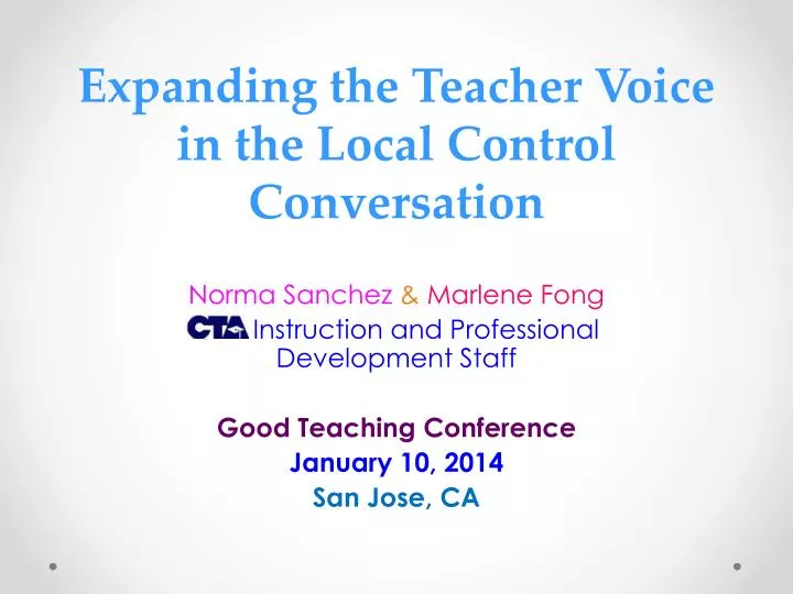 expanding the teacher voice in the local control conversation