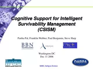 Cognitive Support for Intelligent Survivability Management (CSISM)