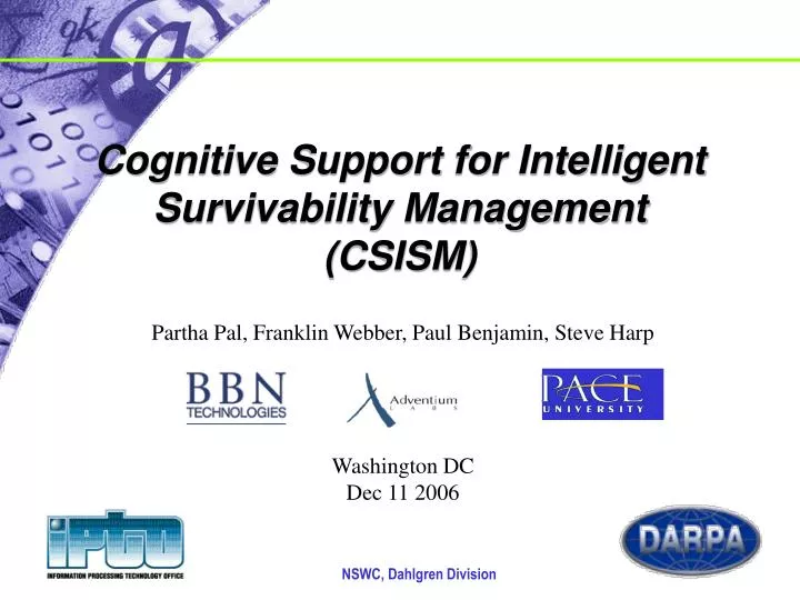 cognitive support for intelligent survivability management csism