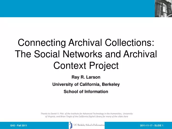 connecting archival collections the social networks and archival context project