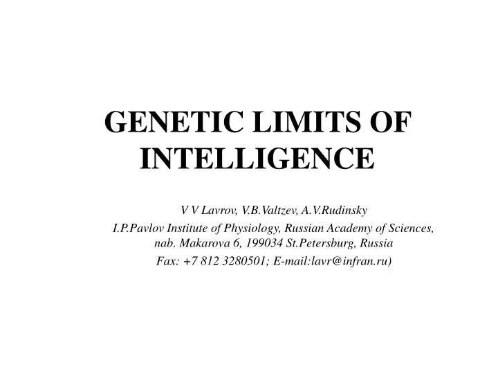 genetic limits of intelligence