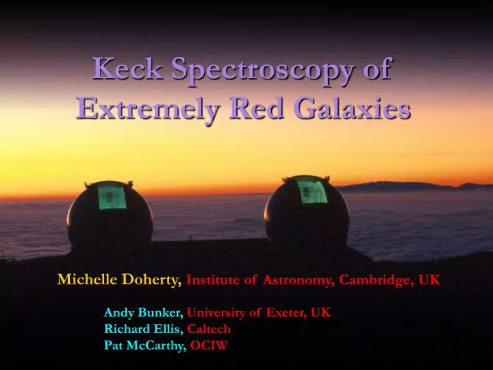 keck spectroscopy of extremely red galaxies