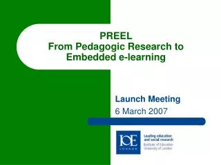 PREEL From Pedagogic Research to Embedded e-learning