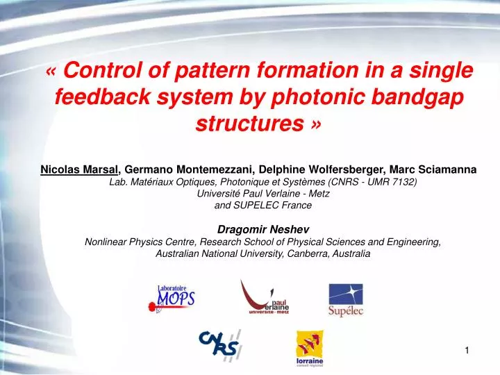 control of pattern formation in a single feedback system by photonic bandgap structures