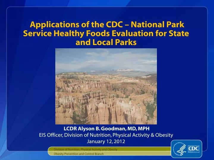 applications of the cdc national park service healthy foods evaluation for state and local parks