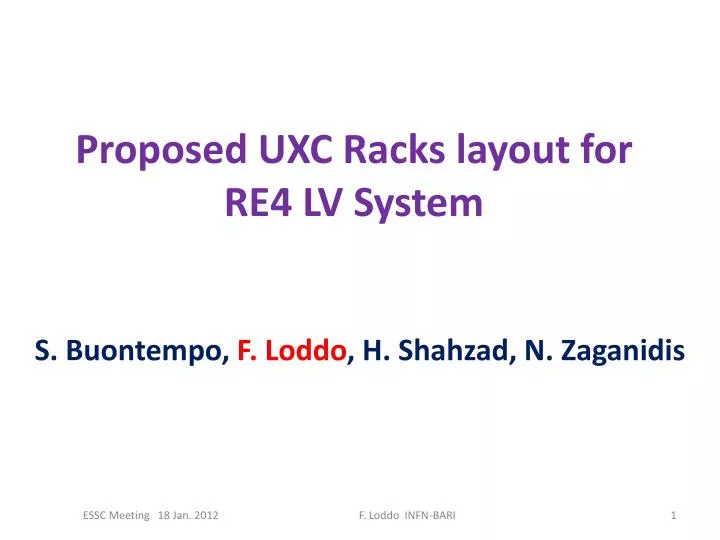 proposed uxc racks layout for re4 lv system