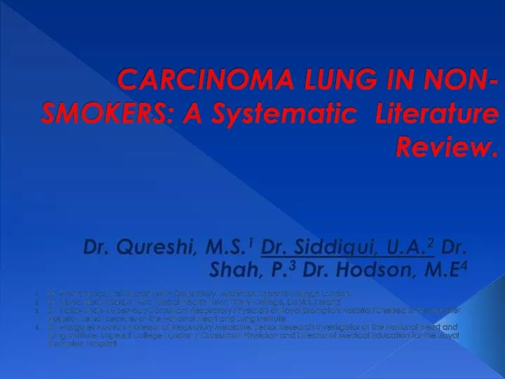 carcinoma lung in non smokers a systematic literature review