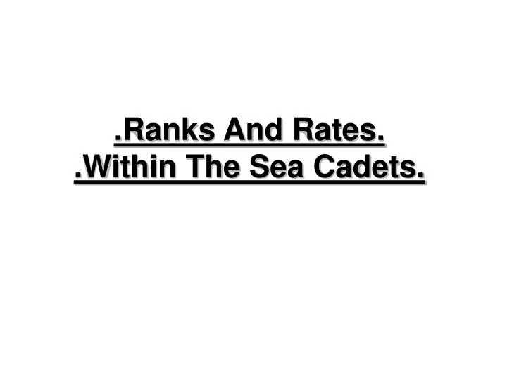 ranks and rates within the sea cadets
