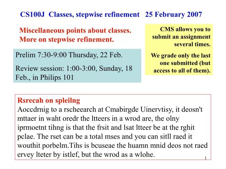 cs100j classes stepwise refinement 25 february 2007