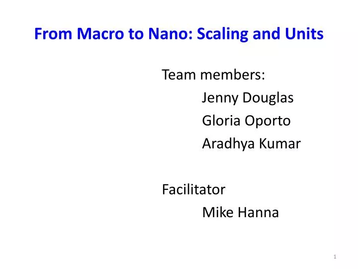 from macro to nano scaling and units
