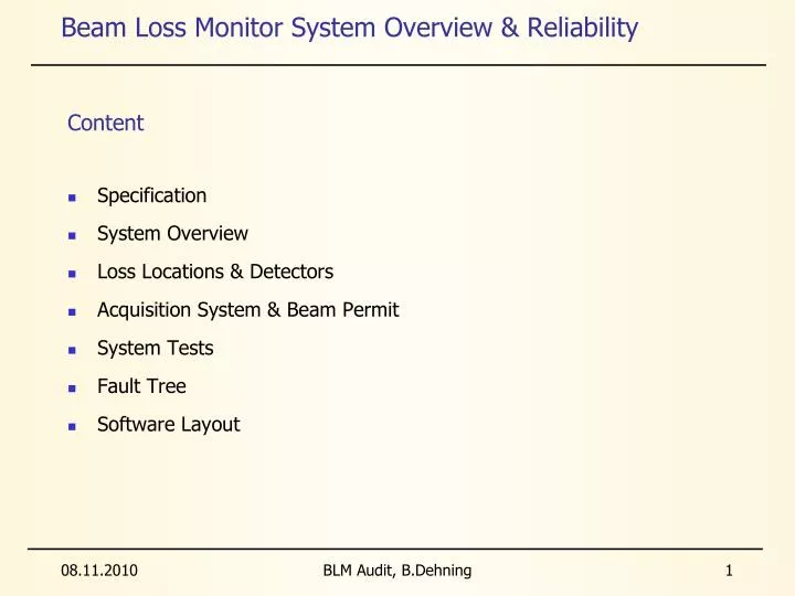 beam loss monitor system overview reliability